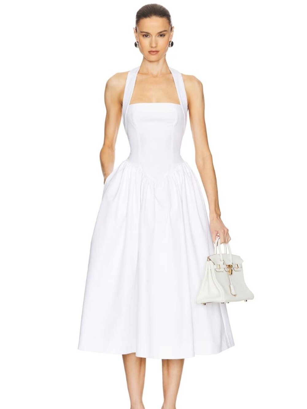NWT – HELSA Faille Halter Midi Dress